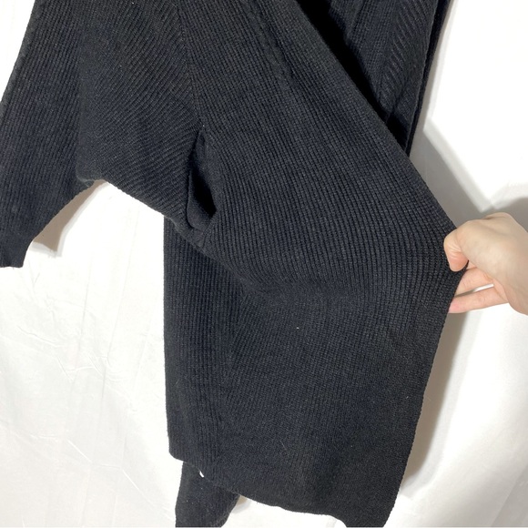 Women’s Black Open Front Dolman Sleeve Knit Cardigan W Pockets M - Picture 9 of 13